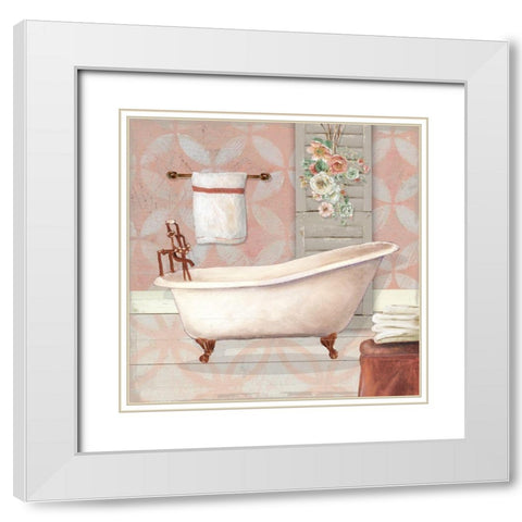 Blushing Bath I White Modern Wood Framed Art Print with Double Matting by Robinson, Carol