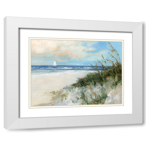 Oak Island Sunrise White Modern Wood Framed Art Print with Double Matting by Swatland, Sally