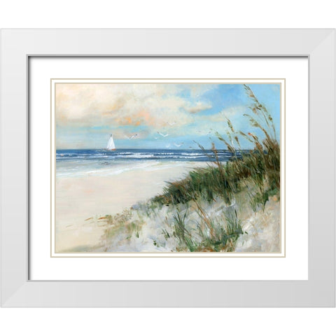 Oak Island Sunrise White Modern Wood Framed Art Print with Double Matting by Swatland, Sally