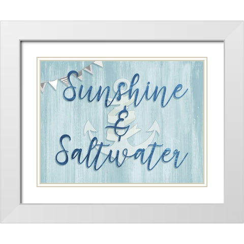 Sunshine and Saltwater White Modern Wood Framed Art Print with Double Matting by CAD Designs