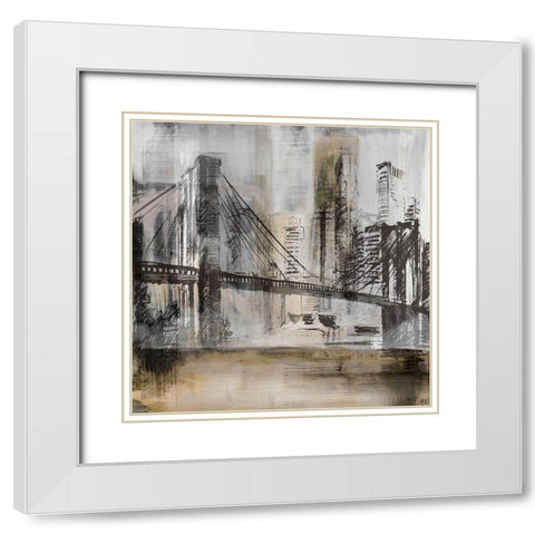 Brooklyn Bridge White Modern Wood Framed Art Print with Double Matting by Jill, Susan