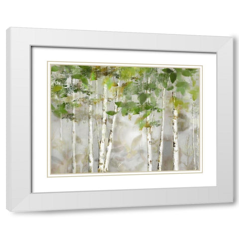 Evergreen Forest White Modern Wood Framed Art Print with Double Matting by Nan