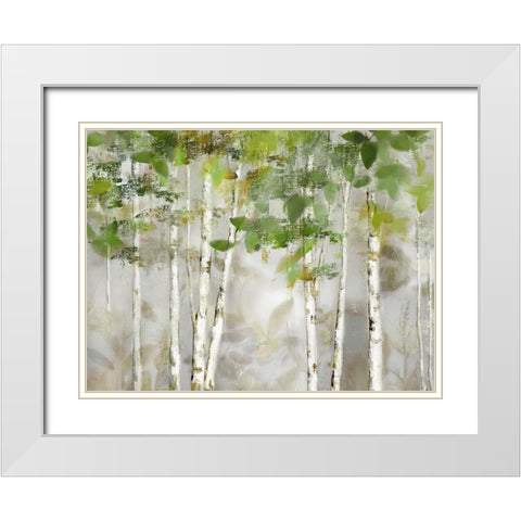 Evergreen Forest White Modern Wood Framed Art Print with Double Matting by Nan