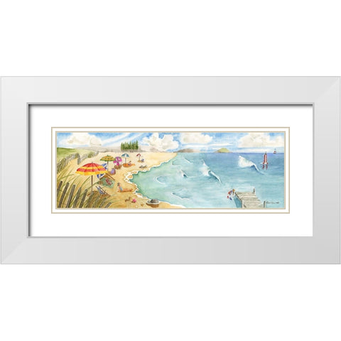 Sand and Surf White Modern Wood Framed Art Print with Double Matting by Halm, Carol