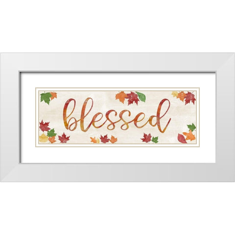 Blessed Leaves White Modern Wood Framed Art Print with Double Matting by CAD Designs