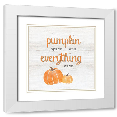 Pumpkin Spice White Modern Wood Framed Art Print with Double Matting by CAD Designs