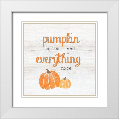 Pumpkin Spice White Modern Wood Framed Art Print with Double Matting by CAD Designs