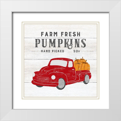 Farm Fresh Pumpkins White Modern Wood Framed Art Print with Double Matting by CAD Designs