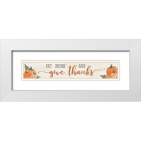Eat Drink Thanks White Modern Wood Framed Art Print with Double Matting by CAD Designs