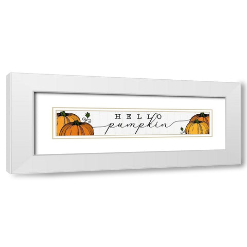 Hello Pumpkin White Modern Wood Framed Art Print with Double Matting by CAD Designs
