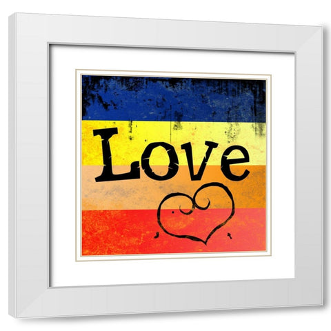 Grunge Love White Modern Wood Framed Art Print with Double Matting by Santiago, Daniela