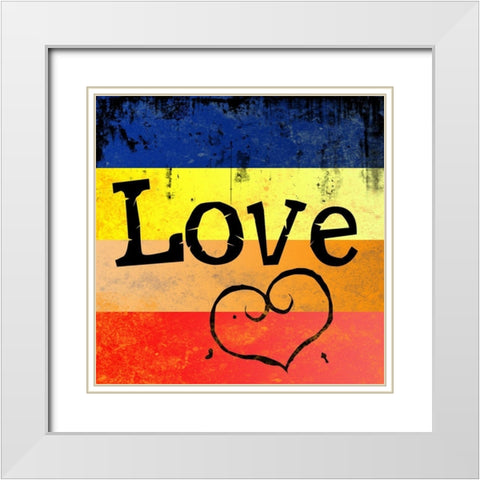 Grunge Love White Modern Wood Framed Art Print with Double Matting by Santiago, Daniela