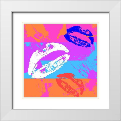 Kiss White Modern Wood Framed Art Print with Double Matting by Santiago, Daniela
