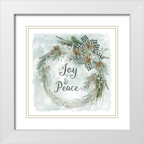 Joy and Peace White Modern Wood Framed Art Print with Double Matting by Robinson, Carol