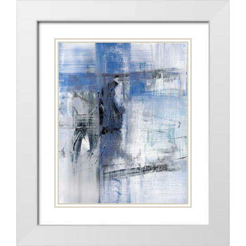 Reflections in Indigo White Modern Wood Framed Art Print with Double Matting by Jill, Susan