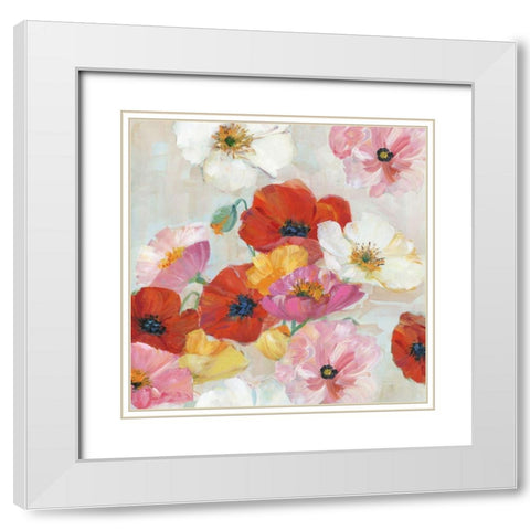Confetti Flowers II White Modern Wood Framed Art Print with Double Matting by Swatland, Sally