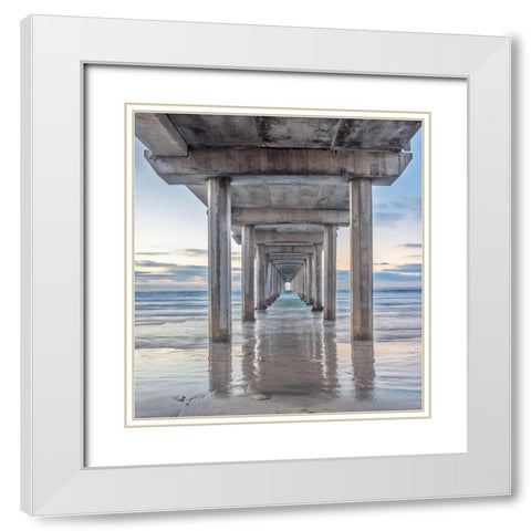 Scripps Pier White Modern Wood Framed Art Print with Double Matting by Tilley, Rob