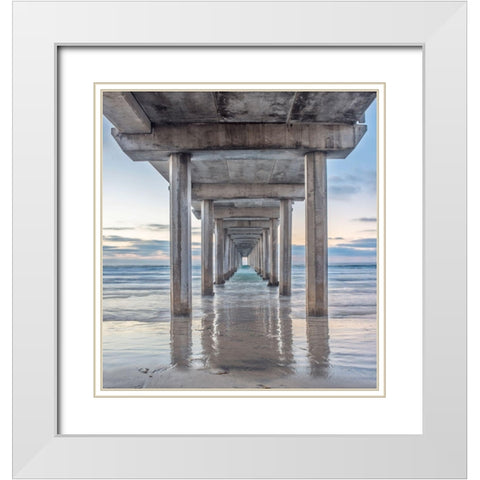 Scripps Pier White Modern Wood Framed Art Print with Double Matting by Tilley, Rob