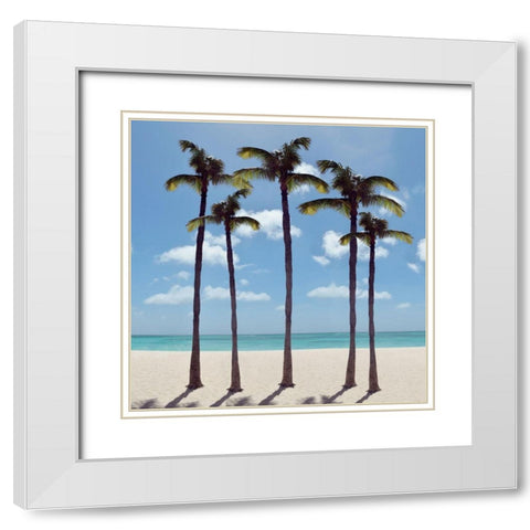 Island Palms White Modern Wood Framed Art Print with Double Matting by Carpentieri, Natalie