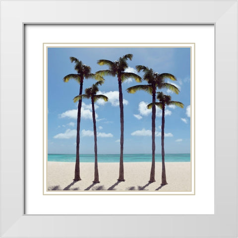Island Palms White Modern Wood Framed Art Print with Double Matting by Carpentieri, Natalie