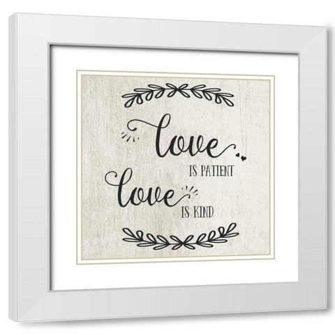 Love is Patient White Modern Wood Framed Art Print with Double Matting by CAD Designs
