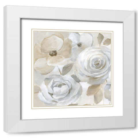 Soft Symphony White Modern Wood Framed Art Print with Double Matting by Nan