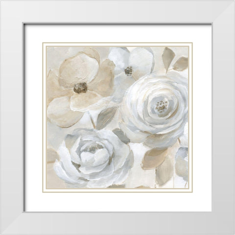 Soft Symphony White Modern Wood Framed Art Print with Double Matting by Nan