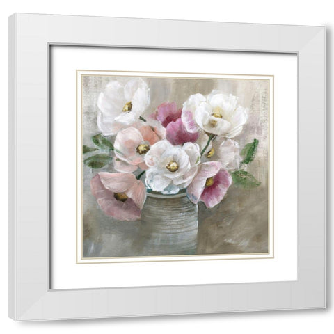 Blooming and Blushing White Modern Wood Framed Art Print with Double Matting by Nan