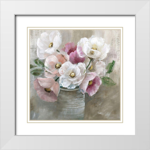 Blooming and Blushing White Modern Wood Framed Art Print with Double Matting by Nan