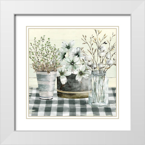 Spring Gingham II White Modern Wood Framed Art Print with Double Matting by Robinson, Carol