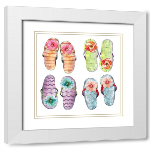 Flip Flop Fancy White Modern Wood Framed Art Print with Double Matting by Robinson, Carol