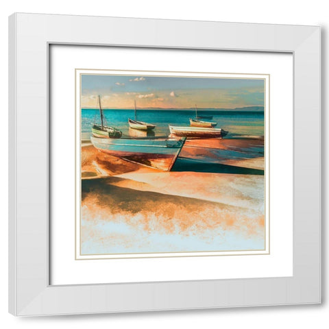 Shadow Boat I White Modern Wood Framed Art Print with Double Matting by Calascibetta, Mike