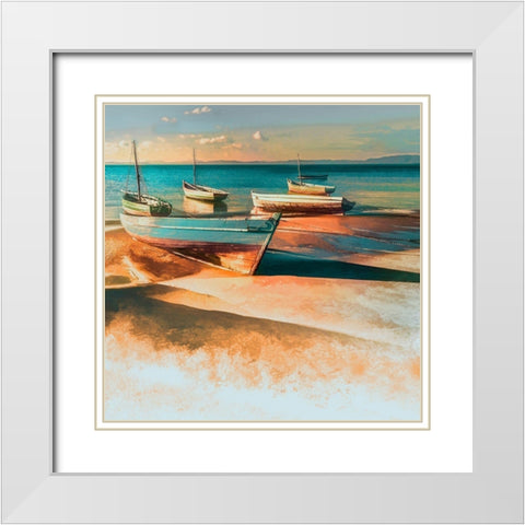 Shadow Boat I White Modern Wood Framed Art Print with Double Matting by Calascibetta, Mike