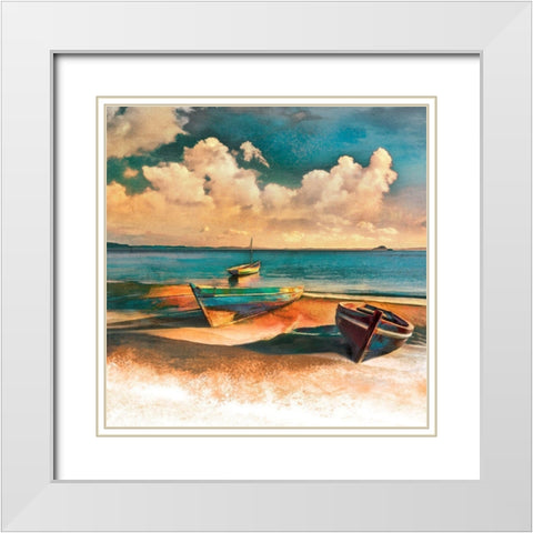 Shadow Boat II White Modern Wood Framed Art Print with Double Matting by Calascibetta, Mike