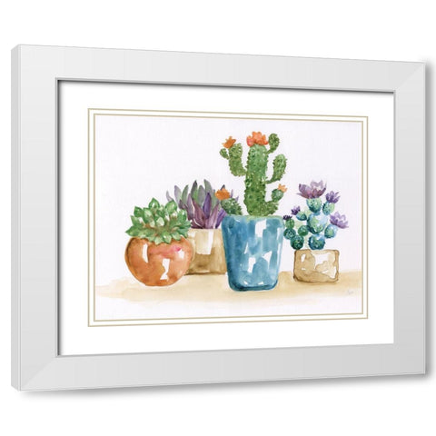 Summer Succulents II White Modern Wood Framed Art Print with Double Matting by Nan