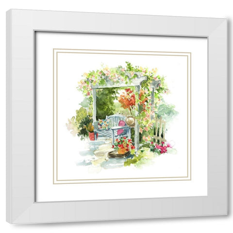 Garden Retreat White Modern Wood Framed Art Print with Double Matting by Robinson, Carol