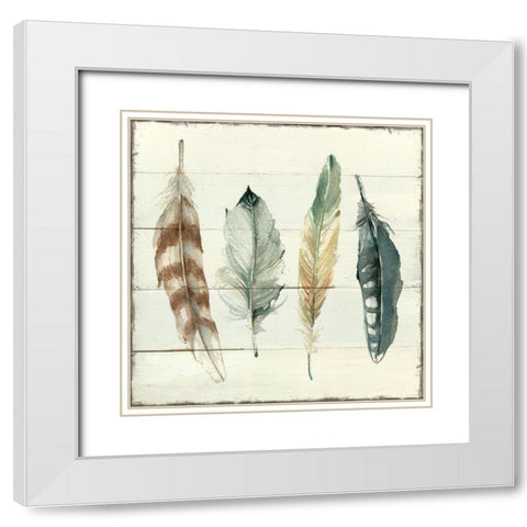 Shiplap Feathers I White Modern Wood Framed Art Print with Double Matting by Robinson, Carol