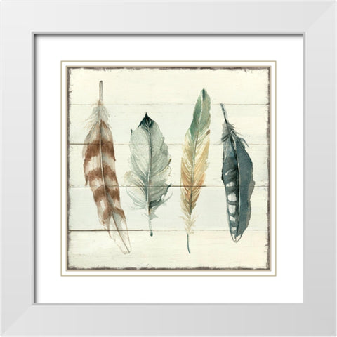 Shiplap Feathers I White Modern Wood Framed Art Print with Double Matting by Robinson, Carol