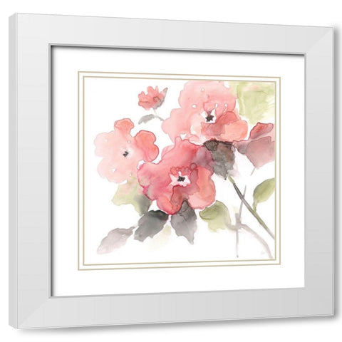 Coral Blush II White Modern Wood Framed Art Print with Double Matting by Nan