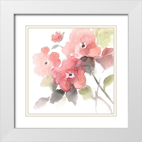 Coral Blush II White Modern Wood Framed Art Print with Double Matting by Nan