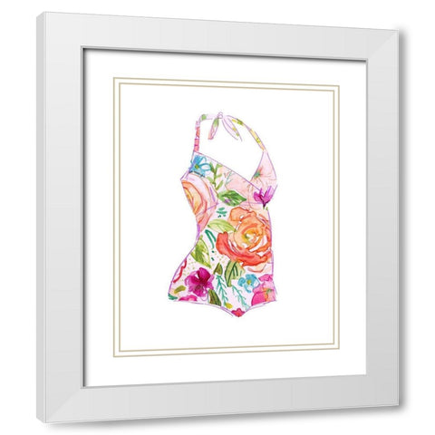Tropical Swimwear I White Modern Wood Framed Art Print with Double Matting by Robinson, Carol