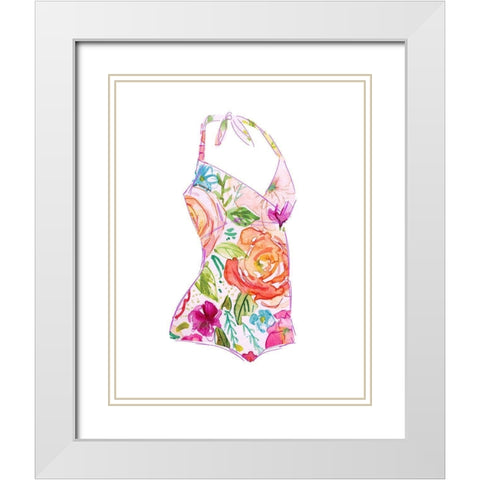 Tropical Swimwear I White Modern Wood Framed Art Print with Double Matting by Robinson, Carol