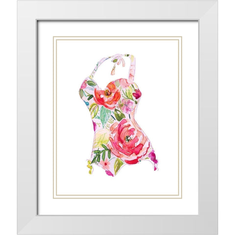 Tropical Swimwear II White Modern Wood Framed Art Print with Double Matting by Robinson, Carol