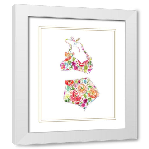 Tropical Swimwear III White Modern Wood Framed Art Print with Double Matting by Robinson, Carol
