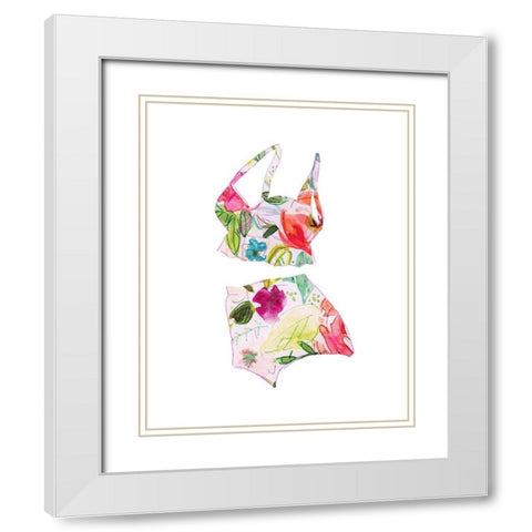Tropical Swimwear IV White Modern Wood Framed Art Print with Double Matting by Robinson, Carol