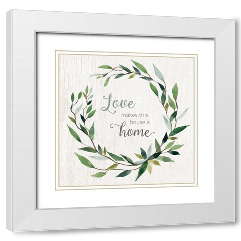 Love Home White Modern Wood Framed Art Print with Double Matting by Robinson, Carol