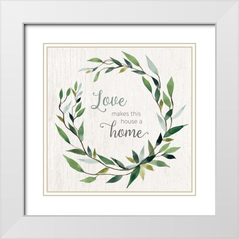 Love Home White Modern Wood Framed Art Print with Double Matting by Robinson, Carol