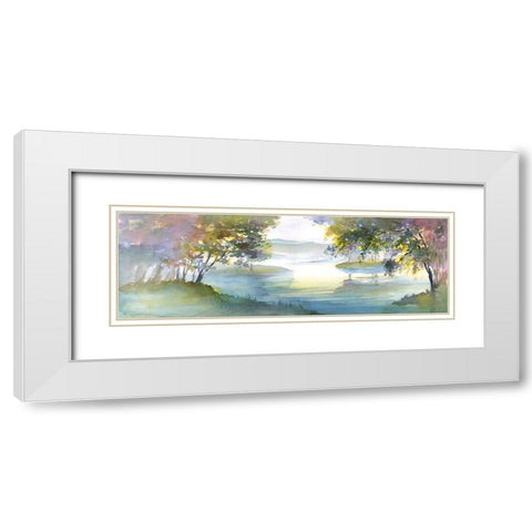 Meandering Lake I White Modern Wood Framed Art Print with Double Matting by Troise Heidel, Theresa