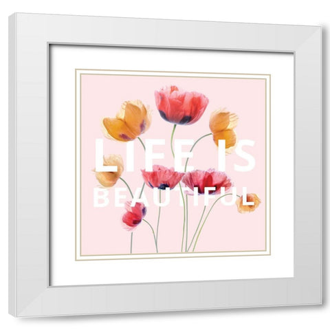 Life is Beautiful White Modern Wood Framed Art Print with Double Matting by Disher, Mandy