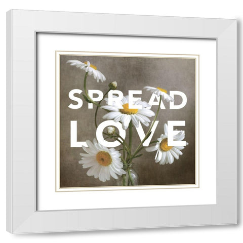 Spread Love White Modern Wood Framed Art Print with Double Matting by Disher, Mandy